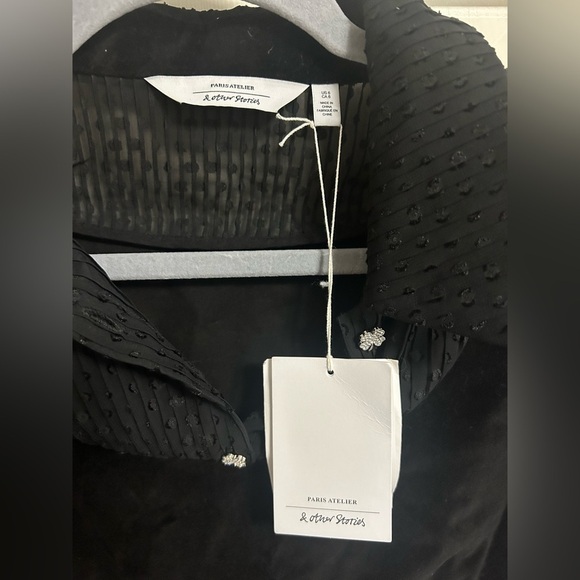 Paris Atelier & Other Stories Layered Clover Mini Dress Black Velvet Size 6 NWT - Picture 3 of 6